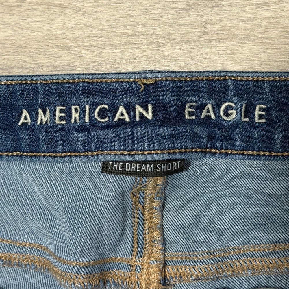 American Eagle Outfitters Dark Blue Ripped Jean Shorts - Picture 2 of 6
